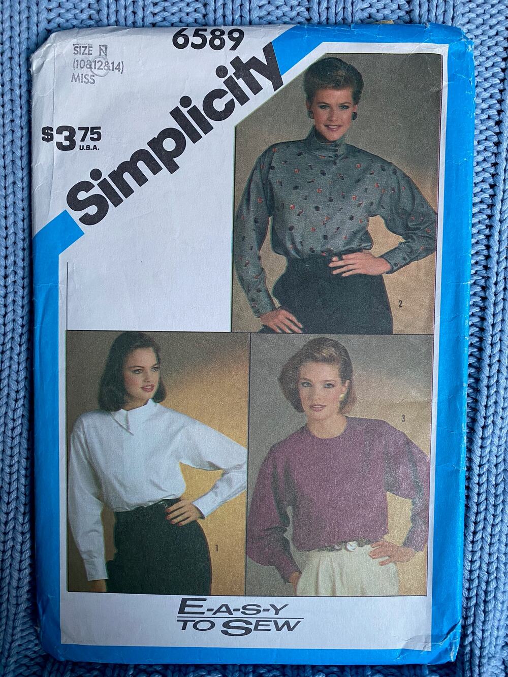 Simplicity 6589 pattern top pullover high neck size 10 12